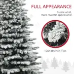 HOMCOM 7.5ft Snow Flocked Artificial Christmas Tree, Pre-Lit Christmas Tree with 500 LED Lights and 1264 Branch Tips, Green - Image 6
