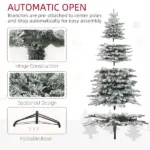 HOMCOM 7.5ft Snow Flocked Artificial Christmas Tree, Pre-Lit Christmas Tree with 500 LED Lights and 1264 Branch Tips, Green - Image 7
