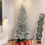 HOMCOM 7.5ft Snow Flocked Artificial Christmas Tree, Pre-Lit Christmas Tree with 500 LED Lights and 1264 Branch Tips, Green - Image 10