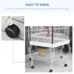 PawHut 77" Flight Bird Cage Hexagon Covered Canopy, Portable Bird Aviary With Storage, Gray and White - Image 4