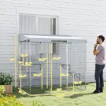 79" Galvanized Steel Large Catio with Waterproof Canopy, Sleeping Box, Jumping Platforms, for 1-3 Kittens, Silver - Image 3