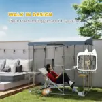 79" Galvanized Steel Large Catio with Waterproof Canopy, Sleeping Box, Jumping Platforms, for 1-3 Kittens, Silver - Image 5