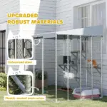 79" Galvanized Steel Large Catio with Waterproof Canopy, Sleeping Box, Jumping Platforms, for 1-3 Kittens, Silver - Image 8