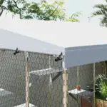 79" Galvanized Steel Large Catio with Waterproof Canopy, Sleeping Box, Jumping Platforms, for 1-3 Kittens, Silver - Image 9