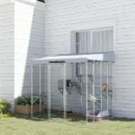 79" Galvanized Steel Large Catio with Waterproof Canopy, Sleeping Box, Jumping Platforms, for 1-3 Kittens, Silver - Image 10