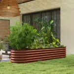 Outsunny 7.9' x 2' x 1.4' Galvanized Raised Garden Bed Kit, Metal Planter Box with Safety Edging, Brown - Image 2