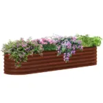 Outsunny 7.9' x 2' x 1.4' Galvanized Raised Garden Bed Kit, Metal Planter Box with Safety Edging, Brown - Image 11