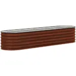 Outsunny 7.9' x 2' x 1.4' Galvanized Raised Garden Bed Kit, Metal Planter Box with Safety Edging, Brown