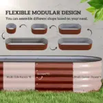 Outsunny 7.9' x 2' x 1.4' Galvanized Raised Garden Bed Kit, Metal Planter Box with Safety Edging, Brown - Image 4