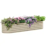 Outsunny 7.9' x 2' x 1.4' Galvanized Raised Garden Bed Kit, Metal Planter Box with Safety Edging, Cream - Image 11