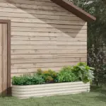 Outsunny 7.9' x 2' x 1.4' Galvanized Raised Garden Bed Kit, Metal Planter Box with Safety Edging, Cream - Image 10