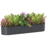 7.9' x 2' x 1.4' Galvanized Raised Garden Bed Kit, Metal Planter Box with Safety Edging, Dark Gray - Image 11