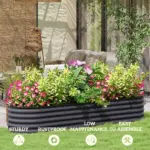 7.9' x 2' x 1.4' Galvanized Raised Garden Bed Kit, Metal Planter Box with Safety Edging, Dark Gray - Image 7
