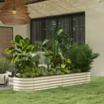 Outsunny 7.9 Ft Galvanized Raised Garden Bed Kit with Safety Edging Cream - Image 2