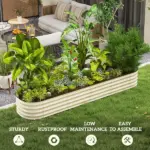 Outsunny 7.9 Ft Galvanized Raised Garden Bed Kit with Safety Edging Cream - Image 7