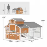79"L Chicken Coop with Run for 6 Chickens, Wooden Chicken House with Nesting Boxes and Pull-Out Tray - Image 2