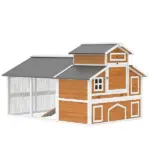 79"L Chicken Coop with Run for 6 Chickens, Wooden Chicken House with Nesting Boxes and Pull-Out Tray