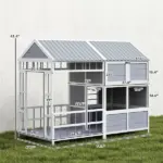 PawHut 79"L Large Dog House Outdoor, Wooden Dog Kennel with Porch, Storage Cabinet,Weatherproof Roof, Windows - Image 3
