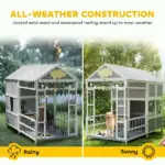 PawHut 79"L Large Dog House Outdoor, Wooden Dog Kennel with Porch, Storage Cabinet,Weatherproof Roof, Windows - Image 7