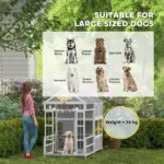 PawHut 79"L Large Dog House Outdoor, Wooden Dog Kennel with Porch, Storage Cabinet,Weatherproof Roof, Windows - Image 9