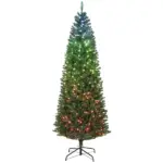 7ft Artificial Christmas Tree with Colorful DIY Synchronized Lights, Remote, Hinged Slim Fir with Daily Timer