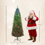7ft Artificial Christmas Tree with Colorful DIY Synchronized Lights, Remote, Hinged Slim Fir with Daily Timer - Image 3