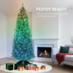 7ft Artificial Christmas Tree with Colorful DIY Synchronized Lights, Remote, Hinged Slim Fir with Daily Timer - Image 4