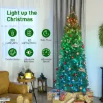7ft Artificial Christmas Tree with Colorful DIY Synchronized Lights, Remote, Hinged Slim Fir with Daily Timer - Image 5