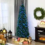 7ft Artificial Christmas Tree with Colorful DIY Synchronized Lights, Remote, Hinged Slim Fir with Daily Timer - Image 10