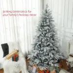 HOMCOM 7ft Artificial Flocked Christmas Tree with Snow Tips, Easy Assembly, Hinged Xmas Tree for Home Office Holiday - Image 4