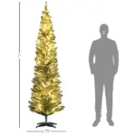 HOMCOM 7 Ft Green Pencil Christmas Tree Slim with Realistic Branches Warm White LED Lights for Holiday Decor - Image 3