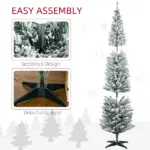 HOMCOM 7 Ft Green Pencil Christmas Tree Slim with Realistic Branches Warm White LED Lights for Holiday Decor - Image 7