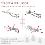HOMCOM 7 Ft Green Pencil Christmas Tree Slim with Realistic Branches Warm White LED Lights for Holiday Decor - Image 8