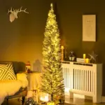 HOMCOM 7 Ft Green Pencil Christmas Tree Slim with Realistic Branches Warm White LED Lights for Holiday Decor - Image 10
