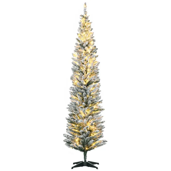 7ft-green-pencil-christmas-tree-slim-with-realistic-branches-warm-white-led-lights-for-holiday-decor.webp HOMCOM 7 Ft Green Pencil Christmas Tree Slim with Realistic Branches Warm White LED Lights for Holiday Decor - Image 1
