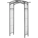 7 ft Metal Garden Arch Trellis with Top Extension Bar, Black - Image 11