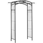 7 ft Metal Garden Arch Trellis with Top Extension Bar, Black