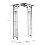 7 ft Metal Garden Arch Trellis with Top Extension Bar, Black - Image 3