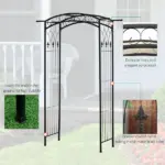 7 ft Metal Garden Arch Trellis with Top Extension Bar, Black - Image 4