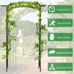 7 ft Metal Garden Arch Trellis with Top Extension Bar, Black - Image 5