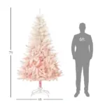 7ft Pencil Christmas Tree, Pink Artificial Christmas Tree for Holiday Home Decoration with Metal Stand and Automatic Open, Pink - Image 3