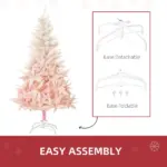 7ft Pencil Christmas Tree, Pink Artificial Christmas Tree for Holiday Home Decoration with Metal Stand and Automatic Open, Pink - Image 5
