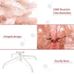 7ft Pencil Christmas Tree, Pink Artificial Christmas Tree for Holiday Home Decoration with Metal Stand and Automatic Open, Pink - Image 6