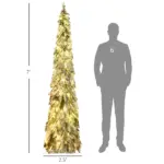 HOMCOM 7ft Prelit Pencil Christmas Tree with Snow Flocked Branches 350 LED Lights Downswept Shape for Festive Home - Image 3