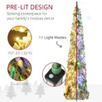 HOMCOM 7ft Prelit Pencil Christmas Tree with Snow Flocked Branches 350 LED Lights Downswept Shape for Festive Home - Image 4