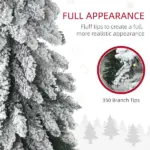 HOMCOM 7ft Prelit Pencil Christmas Tree with Snow Flocked Branches 350 LED Lights Downswept Shape for Festive Home - Image 5