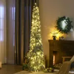 HOMCOM 7ft Prelit Pencil Christmas Tree with Snow Flocked Branches 350 LED Lights Downswept Shape for Festive Home - Image 10