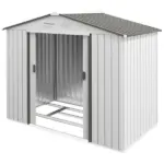 7 ft x 4 ft x 6 ft Metal Garden Shed Outdoor Organizer with 4 Vents Dual Sliding Doors Sturdy White Storage Solution - Image 12
