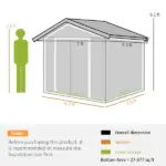7 ft x 4 ft x 6 ft Metal Garden Shed Outdoor Organizer with 4 Vents Dual Sliding Doors Sturdy White Storage Solution - Image 3