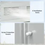 7 ft x 4 ft x 6 ft Metal Garden Shed Outdoor Organizer with 4 Vents Dual Sliding Doors Sturdy White Storage Solution - Image 7